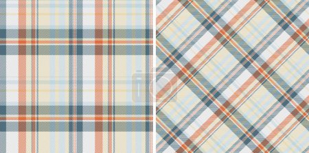 Illustration for Background tartan fabric of textile check plaid with a vector seamless texture pattern. Set in trendy colours for oilcloth tablecloth designs. - Royalty Free Image