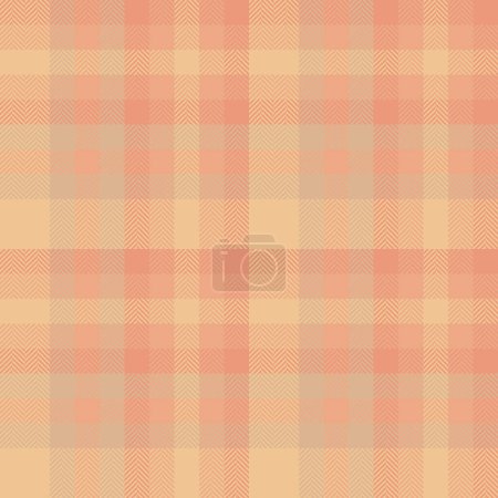 Checked fabric pattern textile, trade vector seamless background. Cover plaid tartan check texture in orange and dark salmon colors.