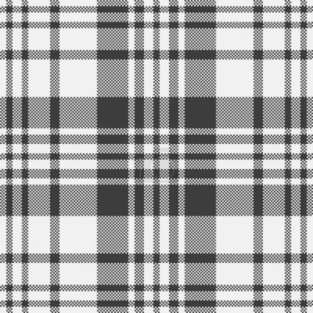 Chequered texture pattern textile, aged vector tartan seamless. Model plaid fabric check background in white and grey colors.