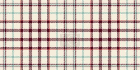 Window vector textile pattern, coloured tartan texture background. Geometry check plaid seamless fabric in antique white and red color.
