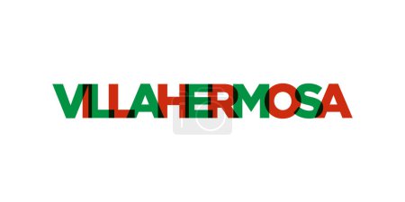Villahermosa dans l'emblème du Mexique pour l'impression et le web. Design dispose d'un style géométrique, illustration vectorielle avec typographie en gras dans la police moderne. Lettrage slogan graphique isolé sur fond blanc.