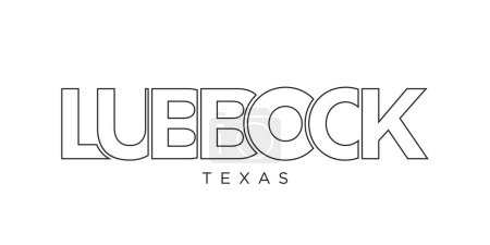 Lubbock, Texas, USA Typografie Slogan Design. Amerika-Logo mit grafischem City-Schriftzug für Print- und Webprodukte.