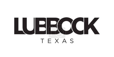 Lubbock, Texas, USA typography slogan design. America logo with graphic city lettering for print and web products.