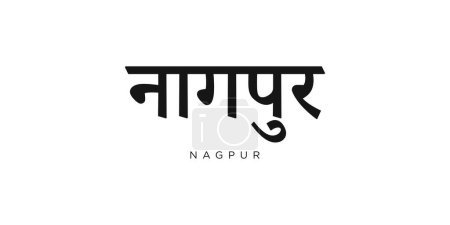 Nagpur in the India emblem for print and web. Design features geometric style, vector illustration with bold typography in modern font. Graphic slogan lettering isolated on white background.