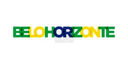 Belo Horizonte in the Brasil emblem for print and web. Design features geometric style, vector illustration with bold typography in modern font. Graphic slogan lettering isolated on white background.