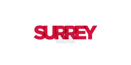 Surrey in the Canada emblem for print and web. Design features geometric style, vector illustration with bold typography in modern font. Graphic slogan lettering isolated on white background.