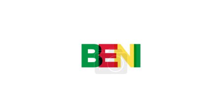 Beni in the Congo emblem for print and web. Design features geometric style, vector illustration with bold typography in modern font. Graphic slogan lettering isolated on white background.