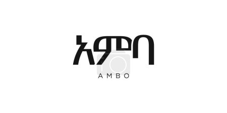 Ambo en el emblema de Etiopía para imprimir y web. El diseño presenta un estilo geométrico, ilustración vectorial con tipografía en negrita en fuente moderna. Letras de eslogan gráfico aisladas sobre fondo blanco.