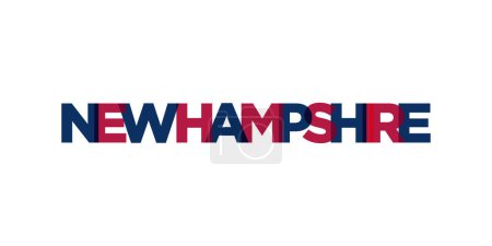 New Hampshire, USA typography slogan design. America logo with graphic city lettering for print and web products.
