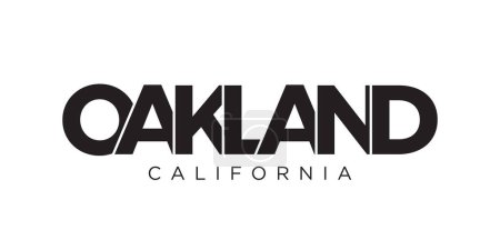Oakland, Kalifornien, USA Typografie Slogan Design. Amerika-Logo mit grafischem City-Schriftzug für Print- und Webprodukte.