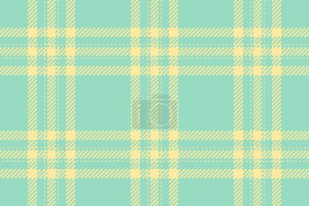 Illustration for Background fabric vector of tartan textile texture with a pattern check seamless plaid in mint and yellow colors. - Royalty Free Image