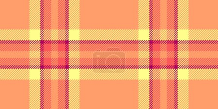 Regular vector seamless texture, anniversary background plaid check. Yard textile pattern tartan fabric in orange and yellow color.
