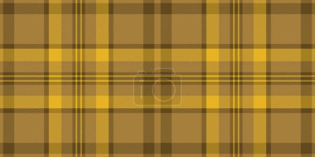 Horizontal plaid background fabric, chic texture tartan vector. Ireland textile pattern seamless check in amber colo.