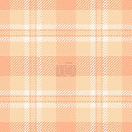 Handmade textile check seamless, classic background texture pattern. Bold plaid tartan fabric vector in orange and peach puff color.