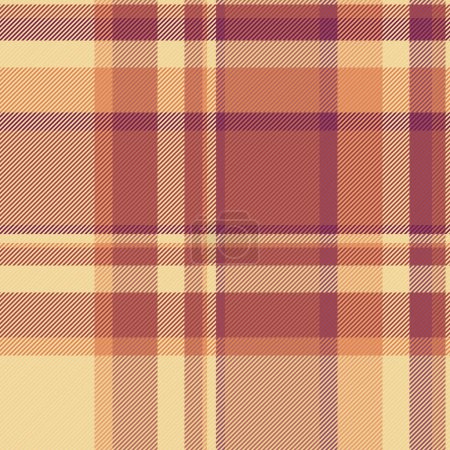 Illustration for Decorative vector texture check, commerce tartan background plaid. Colourful textile pattern seamless fabric in red and amber color. - Royalty Free Image