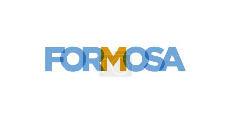 Formosa im argentinischen Emblem für Print und Web. Design mit geometrischem Stil, Vektorillustration mit kühner Typografie in moderner Schrift. Grafischer Slogan Schriftzug isoliert auf weißem Hintergrund.