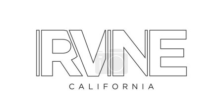 Irvine, California, USA typography slogan design. America logo with graphic city lettering for print and web products.
