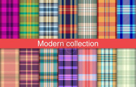 Modern plaid collection, textile design, checkered fabric pattern for shirt, dress, suit, wrapping paper print, invitation and gift card.
