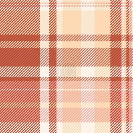 Girl tartan seamless background, magazine plaid pattern check. Strip vector texture textile fabric in red and peach puff color.