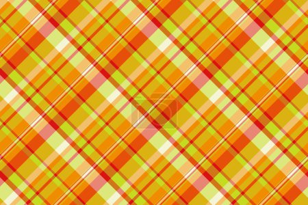 Workshop textile background seamless, harvest fabric check tartan. Graphical texture plaid vector pattern in orange and yellow color.