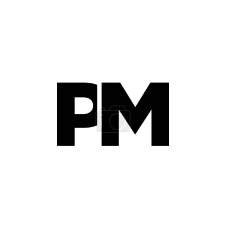 Lettre tendance P et M, modèle de conception de logo PM. Logotype initial à base de monogramme minimal pour l'identité de l'entreprise.
