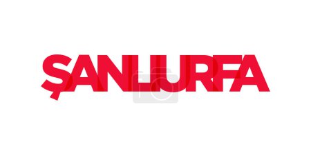 Sanliurfa dans l'emblème de la Turquie pour imprimer et web. Design dispose d'un style géométrique, illustration vectorielle avec typographie en gras dans la police moderne. Lettrage slogan graphique isolé sur fond blanc.