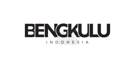 Bengkulu im Emblem Indonesiens für Print und Web. Design mit geometrischem Stil, Vektorillustration mit kühner Typografie in moderner Schrift. Grafischer Slogan Schriftzug isoliert auf weißem Hintergrund.