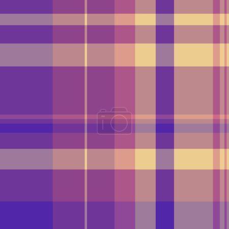 Illustration for 1970s check tartan fabric, merry texture plaid textile. Basic pattern vector seamless background in pastel and violet color. - Royalty Free Image