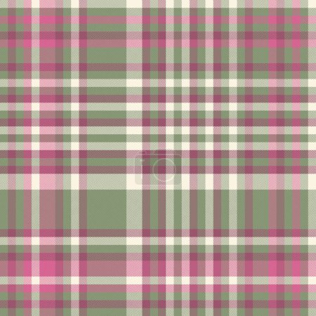 Plaid textile pattern of seamless vector background with a check tartan texture fabric in pastel and pink colors.