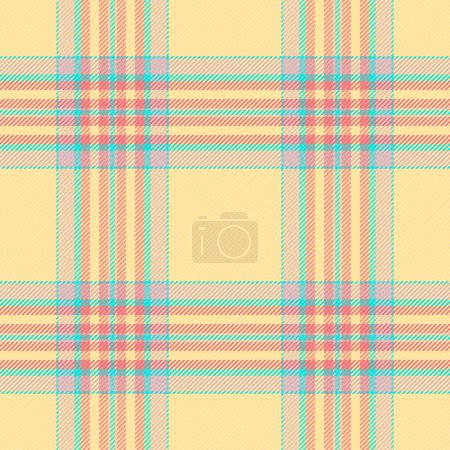 Illustration for Fabric texture pattern of check plaid background with a vector seamless textile tartan in amber and red colors. - Royalty Free Image
