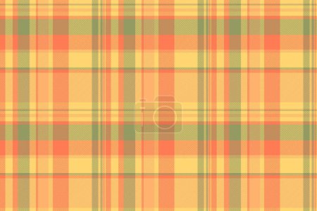 Illustration for Fabric background textile of seamless vector plaid with a pattern texture check tartan in amber and orange colors. - Royalty Free Image