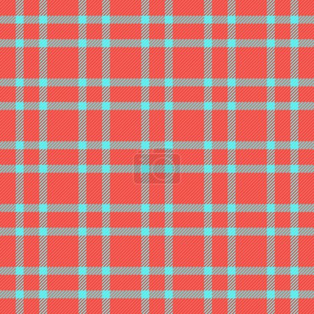 Faded fabric pattern check, womens fashion textile tartan plaid. Native background seamless vector texture in red and teal color.