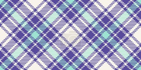 Illustration for Scratched fabric textile plaid, flannel seamless tartan background. Royal vector check pattern texture in indigo and linen color. - Royalty Free Image