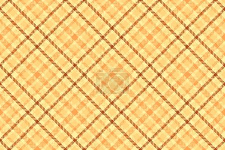 Fabric check pattern of plaid texture seamless with a tartan background vector textile in orange and yellow colors.