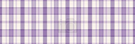 Horizontal check tartan texture, funky plaid seamless background. Folk textile fabric vector pattern in linen and snow color.