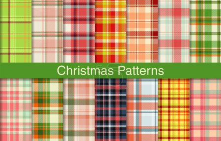 Illustration for Christmas plaid collection, textile design, checkered fabric pattern for shirt, dress, suit, wrapping paper print, invitation and gift card. - Royalty Free Image