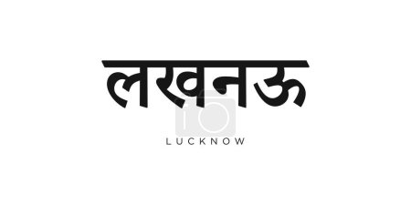 Lucknow in the India emblem for print and web. Design features geometric style, vector illustration with bold typography in modern font. Graphic slogan lettering isolated on white background.