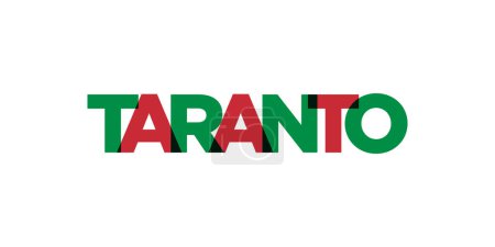 Illustration for Taranto in the Italia emblem for print and web. Design features geometric style, vector illustration with bold typography in modern font. Graphic slogan lettering isolated on white background. - Royalty Free Image