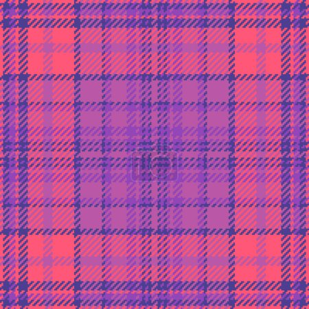 Christmas ornament plaid tartan pattern, mexico background seamless fabric. Vivid vector textile texture check in pink and red colors.