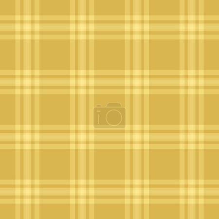 Textile seamless pattern of background plaid texture with a vector check tartan fabric in yellow and amber colors.