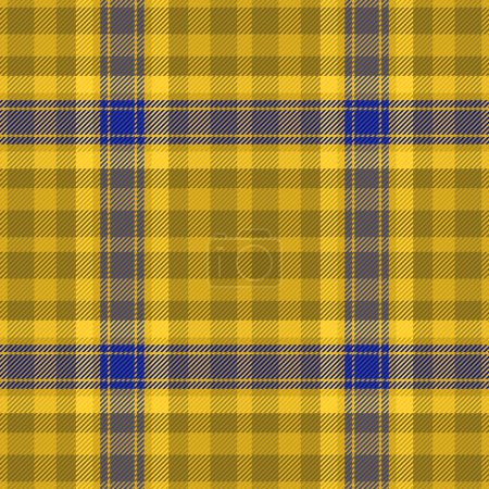 Suit plaid fabric vector, pop tartan textile seamless. Skirt check pattern texture background in yellow and blue color.