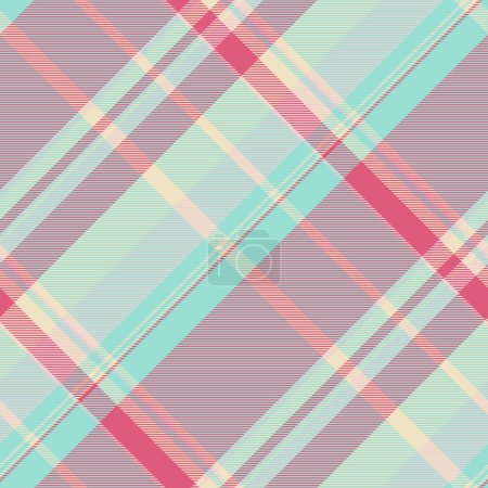 Illustration for Indoor plaid check tartan, warp pattern texture background. Isolation textile seamless vector fabric in teal and light colors. - Royalty Free Image
