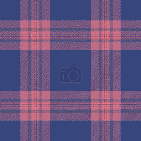 Flannel pattern plaid seamless, rosa check background fabric. Smooth texture textile vector tartan in red and blue colors.