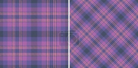 Illustration for Fabric tartan textile of vector check texture with a plaid background seamless pattern. Set in night colours of book cover design ideas. - Royalty Free Image