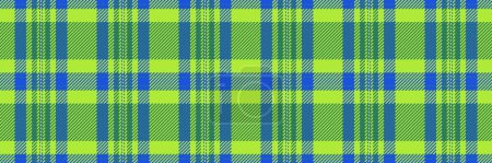 Punk check textile background, overlayed plaid fabric vector. Back to school seamless texture pattern tartan in green and blue color.