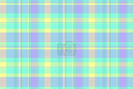 Us seamless plaid textile, industry background check tartan. Flow fabric texture vector pattern in teal and indigo colors.