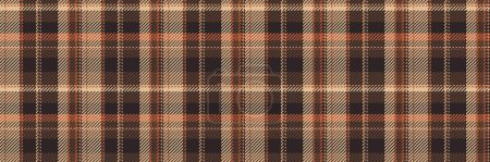 Schal Textil-Karo nahtlos, Büffel Vektor Tartan-Muster. Design Stoff karierte Hintergrundstruktur in orange und dunkler Farbe.