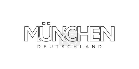 Ilustración de Munchen Deutschland, diseño de ilustración vectorial moderno y creativo con la ciudad de Alemania para pancartas de viaje, carteles, web y postales. - Imagen libre de derechos