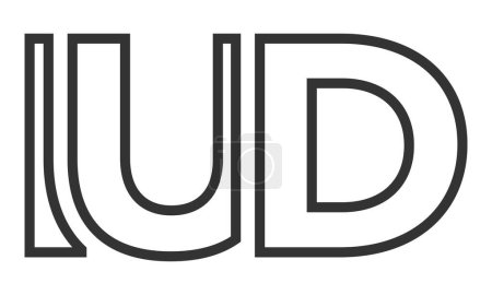 IUD-Logo-Design-Vorlage mit starkem und modernem fettem Text. Initial basierte Vektorlogos mit einfacher und minimaler Typografie. Trendige Unternehmensidentität.