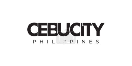 Cebu City in the Philippines emblem for print and web. Design features geometric style, vector illustration with bold typography in modern font. Graphic slogan lettering isolated on white background.